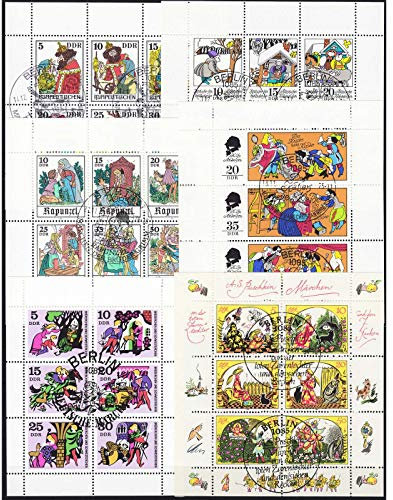 Goldhahn DDR 6 Märchen-Kleinbogen gestempelt Briefmarken für Sammler