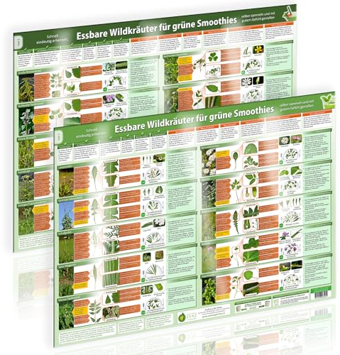 [2er Set] Essbare Wildkräuter für Grüne Smoothies Teil 1 & 2 Wandposter-Set (2024) – Natürliche Frische erleben - Erkunde, sammle und genieße essbare ... selber sammeln und mit gutem Gefühl genießen)