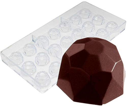 Molde de policarbonato con 21 agujeros con forma de diamante, para hacer bombones o cubitos de hielo, accesorio para la cocina - 27 x 13,5 x 2,4 cm