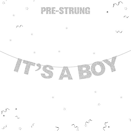 Wimpelkette mit AufschriftIt's A Boy, silberfarben, glitzernd