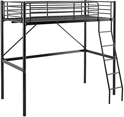 MUEBLIX | Literas Juveniles 90x190 | Cama Alta Individual | Estructura de Metal | Literas Juveniles con Escalera | Ideal para Loft para Escritorio Debajo | Modelo Pedro