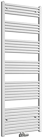 Heilmetz Badheizkörper 180 x 60cm Handtuchheizkörper Weiß 860W Handtuchtrockner Mittelanschluss Unten Handtuchheizkörper Handtuchwärmer Leistung Heizkörper bad trocknen Einlaggig gerade
