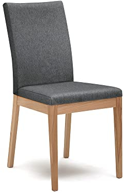 moebel-eins Roberto Esstischstuhl, Material Massivholz, Kernbuche geölt, Stoff grau