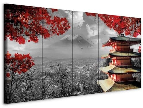 murando - Leinwandbild Landschaft schwarz weiß, 150x60 cm, 5-teilig, modern | Hochwertige Leinwand, sofort aufhängbar, ideal fürs Wohn- oder Schlafzimmer, wasserfest und lichtecht, langlebig, stilvoll