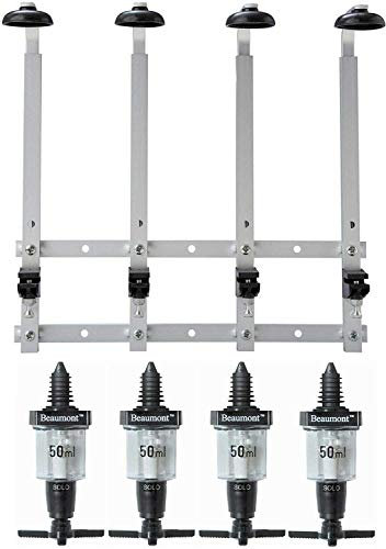 We Can Source It Ltd - Wall Mounted Optic Brackets - for 70cl/1 Litre Spirit Bottles - Wall Mounted Bottle Stand - 4 Bottles Rack - 4 x 50 ml Solo Measures