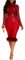 VERWIN Damen Partykleid, Rot/Ausflug, einfarbig (Getaway Solids), Mittel, Pailletten Patchwork Bodycon Kleid, Langarm, Wadenlang