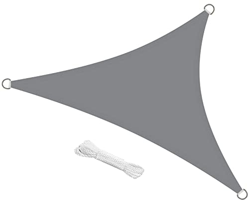 swift Sonnensegel Wasserdicht Dreieckig 3x3x3 Meter UV Schutz Polyester Wasserabweisend Dreieck 3x3x3m Sonnenschutz Balkon Garten und Terrasse, Grau
