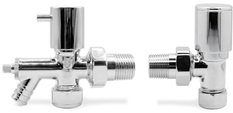 Angled Chrome Valve & Drain Off for Radiators & Towel Rails (Pair)