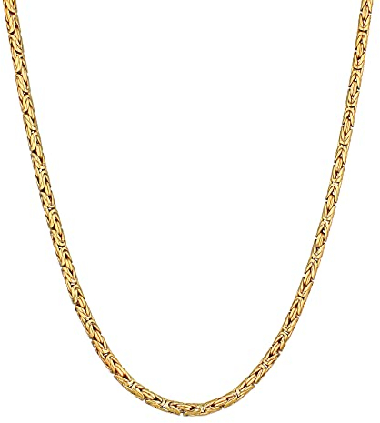 Kuzzoi Herren Halskette aus 925 Sterling Silber vergoldet, Exklusive Königskette Silber Herren (4 mm), Goldene Silber Kette für Herren ohne Anhänger, Länge 60 cm