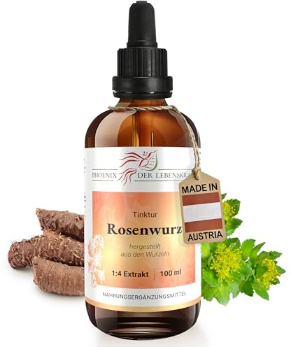 Rosenwurz Tinktur 100ml | Rhodiola rosea Tropfen (1:4 Extrakt) | Top Premium Qualität aus Österreich | Veganes Nahrungsergänzungsmittel ohne Zusatzstoffe | Goldene Wurzel, Rosenrot, Rosenwurzel