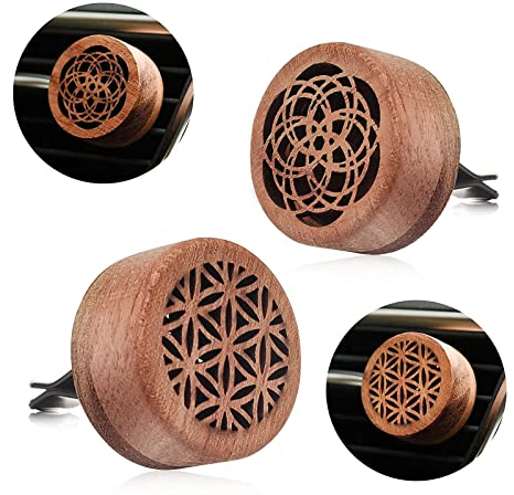 2 Stück Auto-Diffusor für ätherische Öle, Auto-Aromatherapie-Diffusor, Lüftungsclip, Mini-Holz-Diffusor für ätherische Öle, tragbares Medaillon, Auto-Aroma-Diffusor mit Lavastein, Auto-Lufterfrischer
