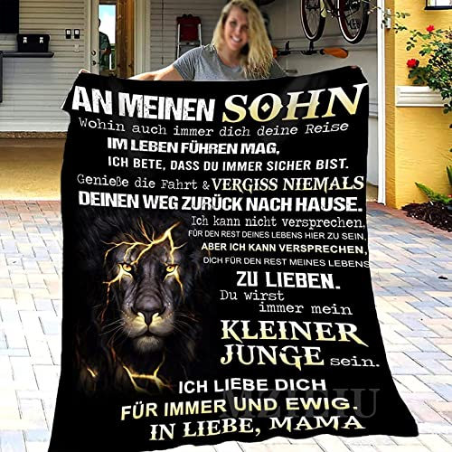 Personalisierte Decke Sohn Geschenke von Mama,Kuscheldecke Geburtstagsgeschenk An Meine Sohn, Mutter für Sohn Positiv Ermutigen Decke Deutsch