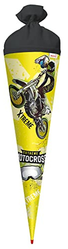 ROTH Schultüte groß Extreme Motocross 70 cm - rund Rot(h)-Spitze Filzverschluss Folie