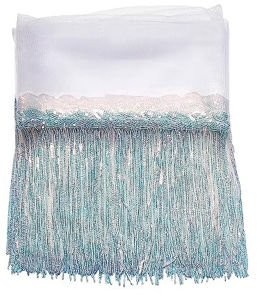 WANYIG 5 Yards Länge 20CM Breite Fransenborte Geschnitten Quaste Seide Pailletten Fransen Quastenbesatz Nähzubehör para Trimmen Apparel/Bühnenkleider/Vorhänge DIY Decoración (Phantom Farbe)