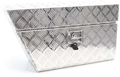 Wiltec Alu Unterbaubox links 75x25x40 cm / 6 kg bis 60 L / 40 kg vollgeschweißt robust für Pkw, Anhänger, Lkw Nutzfahrzeuge, robuste Staubox und Werkzeugkiste - Unterflurbox Deichselbox Staukasten