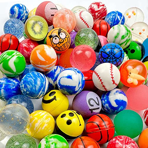 Ricofot Flummis, 100 Stücke Flummi Groß, 25 mm Flummi, Wiederverwendbar Flummis für Kinder, Flummi Gross Geeignet für Partys Geburtstagsüberraschungen Kinderkarneval Klassenzimmerpreise und Karneval