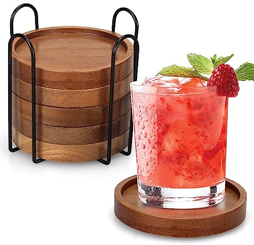 6 Stück Holz Untersetzer für Gläser Getränke Untersetzer mit Halter Deko Tisch Untersetzer Gläser Bierdeckel Holzuntersetzer Glas Untersetzer-Set Kaffee Untersetzer Tassen Untersetzer Bieruntersetzer