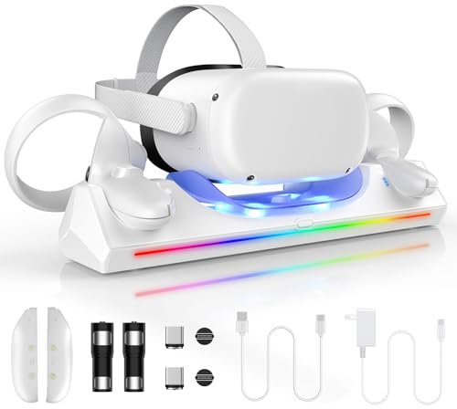 Aceshop VR Charging Dock for Quest 2 with LED Light, Charging Stand for Oculus/Meta Quest 2 Magnetic Charging Station for VR Headset & Controllers, Quest 2 Accessories, USB C Charger, Fast Charging