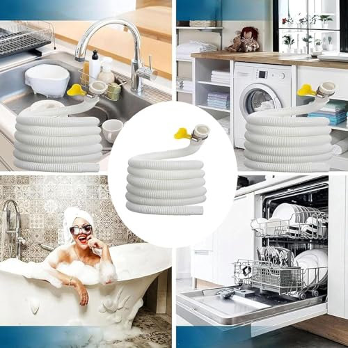 3Pcs Washing Machine Drain Hose Laundry Room Washing Machine Drain Pipe Extension Tube Plastic Portable Water Inlet Hose for Home Laundry Room Bathroom Washing Machine (3m)