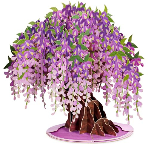 Paper Love 3D Wisteria Tree Mother's Day Pop Up Card, with Forever Flowers Keepsake, Gift for Mothers Day, Birthday, Graduation, Get Well, Thank You, All Occasion - Oversized 10 x 7 Cards - Includes Envelope And Note