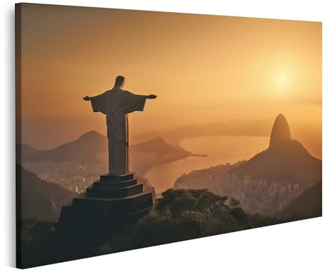 islandburner Prime Bild auf Leinwand Jesus Statue Rio De Janeiro Bilder Wandbilder Poster