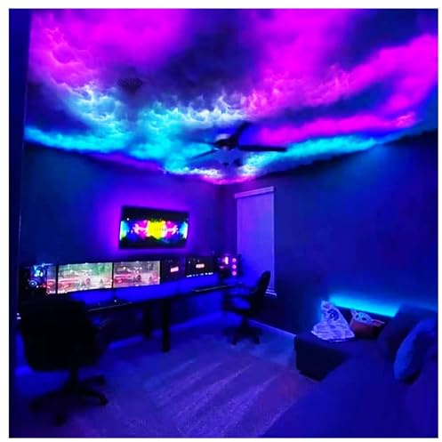 Led Nuage Plafond Coton, LED Nuage Lumière, Plafonnier Nuage, Lampe De Nuit LED Cloud Avec Couleur Réglable Avec Contrôle D'application Bande Lumineuse De Décoration De Bar 10m
