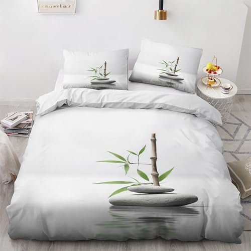 NIYAKA Zen Bettwäsche 140x200 2 teilig - Minimalistisch Bettbezug, Sommer Bettwäsche-Sets, Weich & Bügelfrei Mikrofaser Wendebettwäsche und 1 Kissenbezug 80x80 mit Reißverschlus