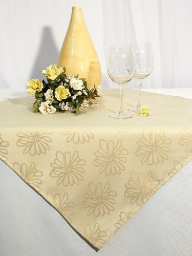 KAMACA BLÜTEN Meer Markenqualität mit Lotus Effekt FLECKSCHUTZ Flüssigkeiten perlen einfach ab (Creme, Tischdecke 85x85 cm)