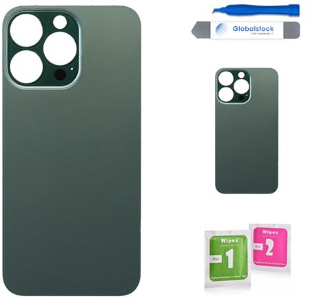 Globalstock Vitre arrière de Cache Batterie pour iphone 13 Pro Max Remplacement - Coque Cache Batterie Compatible Vert + adhésif et Kit Outils