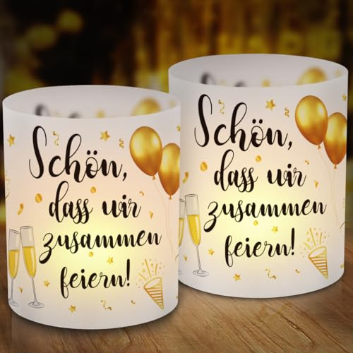 12 Windlicht Tischdeko Geburtstag, Karneval Fasching Tisch Deko, Hochzeits Windlichter Tischdeko, Schön, DASS Wir Zusammen Feiern, Windlicht Geburtstagsdeko Geeignet für Frauen Männer Mädchen Jungen