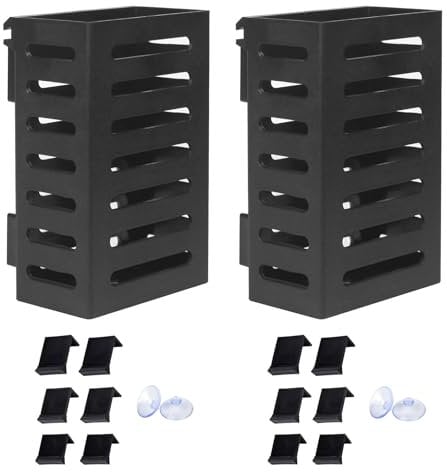 VZU 2PCS Hanging Aquarium Plant Holder, Aquarium Plant Holder with 12 Hooks and 4 Suction Cups for Multipurpose Hydroponic Plant Cultivation & Aquascaping