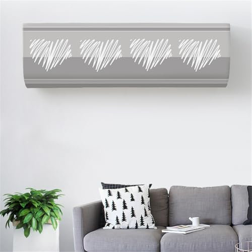 Hiseng Cubierta de Aire Acondicionado Montada en la Pared, Cubiertas Antipolvo Funda para Aire Acondicionado Interior, Todo Incluido Protector de Polvo Lavable (Graffiti Gris,80 * 20 * 27(1P))
