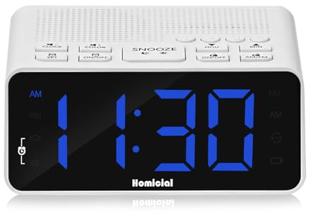 Homicial Digitaler Radiowecker mit AM/FM-Radio, mehrfarbig, 3,6 cm LED-Ziffern, voreingestellt, Sleep-Timer und klares Display mit Dimmer für Schlafzimmer, Nachttisch, Steckdose mit Batterie-Backup