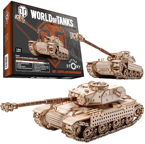 little story World of Tanks Panzer 3D Holzmodell – Panzerkampfwagen Offizielles Lizenzmodell zum Zusammenbauen - DYI Kriegsmaschine Lernspielzeug Bausatz für Kinder Holz Kampfpanzer 3D-Puzzle