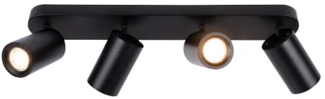 Ledvion LED Deckenstrahler Schwarz 4-Licht Rechteck GU10 3W Warmweiss | Mit Leuchtmittel geliefert fuer Flur Wohnzimmer Kueche Schlafzimmer und trockene Innenraeume