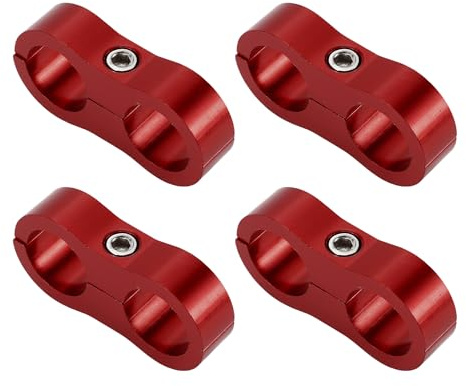 Hihaha Schlauchtrenner-Klemmenadapter Rot 4 Stück AN10 | Aluminiumlegierung, AN10, 58 X 28 Mm, Innendurchmesser 20 Mm, Für Öl- Und Kraftstoffschläuche, Für Geflochtene Schläuche
