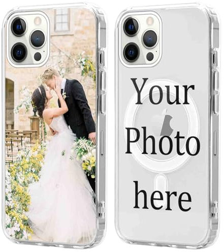 Coiwxmoi Personalisierte Magnetisch Handyhülle für iPhone 12 Pro Max 6,7'' [Kompatibel mit MagSafe], Klare Personalisiert Hülle mit Bild Foto Text Selbst Gestalten Schutzhülle für iPhone 12 Pro Max
