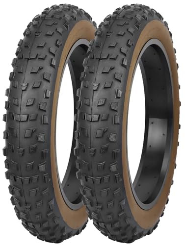 GRELiving Juego de 2 neumáticos de repuesto para bicicleta eléctrica, de 20 x 4,0/26 x 4,0 pulgadas, color negro con pared marrón, 20 x 4 pulgadas