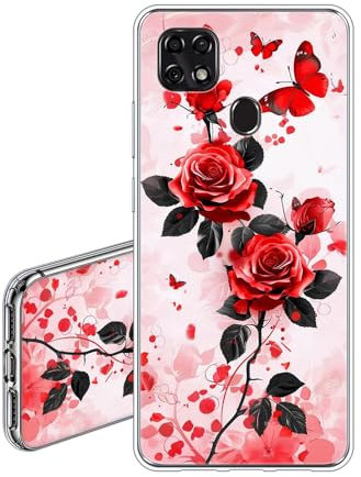 JEZSTHAI Handyhülle Kompatibel mit ZTE Blade 10 Smart Hülle Silikon Transparent Weiche Fallschutz Stoßfeste Kratzfeste Durchsichtige Schutzhülle mit Rose Aesthetic Muster