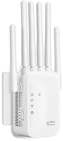 Ripetitore WiFi Potente per Casa, Amplificatore WiFi 6 antenne,con Porta LAN,Extender Supporta Modalità Ripetitore/Router/AP,Compatibile con tutti i modem router