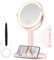 MOMOKUBA Makeup Mirror with Lights, Double Sided 1x/20x Magnifying Mirror with Light, Rechargeable 3 Color Lights and Adjustable Brightness, 360° Rotation Detachable Comes with Tweezer(Pink)