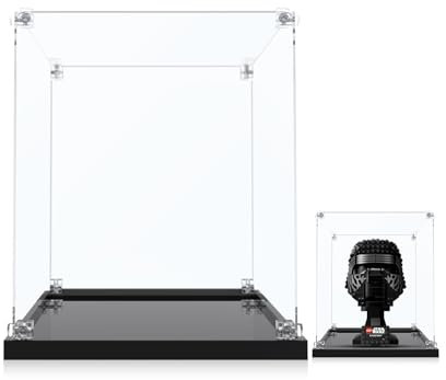 ICUANUTY Acryl-Vitrine für Lego für Star Wars Kylo Ren Helm 75415 – Staubdichte Aufbewahrung, Größe: 20x20x25cm (Nur Display Case, Keine für Lego-Steine inbegriffen)