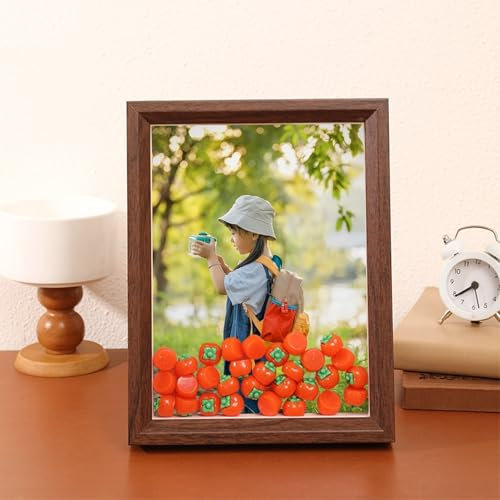 Tolldek Fotorahmen Walnuss, Tischplatte Posterrahmen mit Passepartout Horizontal & Vertikal, Rechteck Fotogalerie Portraitrahmen MDF Holzrahmen für Fotos, Poster