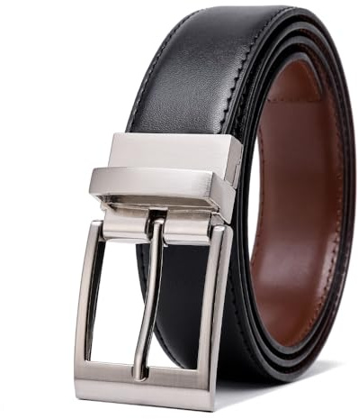 FOMAX Gürtel Herren Ledergürtel 2-in-1 WendeGürtel Schwarz Braun | Leder Gürtel Männer Anzug Elegant Business Casual Kürzbar 35mm, Belt For Men Größe Angepasst