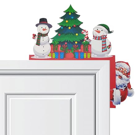 ZHAOCAI Türdeko Weihnachten, Corner Door Frame Weihnachtsdeko Holz, Süßes Kleines Mannbild Weinachtsdekorationen, Aufhängen am Türrahmen Weihnachtsdeko Innen. (1, Schneemann und Weihnachtsmann)