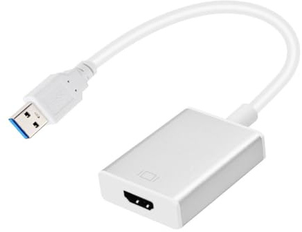 VERDANVERSE USB zu HDTV Adapterkabel Full HD Video Adapter für PC Laptop Projektor Silber bis Displays Synchroner Audio Videoausgang Kompatibel mit Windows Xp Vista