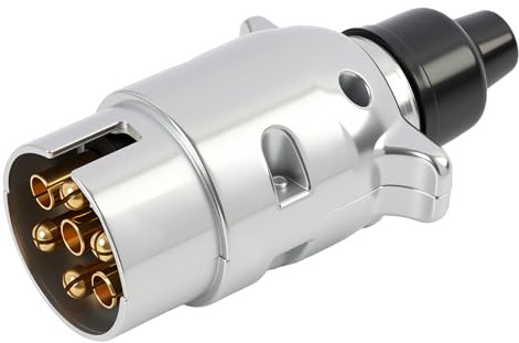 Wvxilyr Enchufe de Remolque 7 Pines 12V Metal, Impermeable Enchufe 7 Pines para Remolque y Caravana, Conexión Segura, Compatible para Automóviles y Camiones(Aleación de Aluminio)