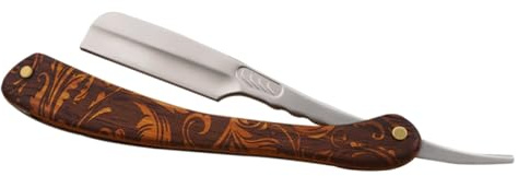 Edelstahl und Holz Klappbarer Klingenhalter für Herrenrasur | Manuelle Nutzung zu Hause und Salon, Sichere Führung, Präziser Schnitt, Braune Vintage Optik