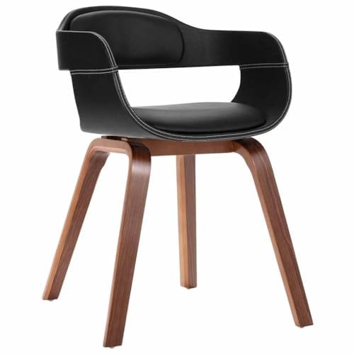 JHQHSM Chaise de salle à manger en bois de bug et cuir synthétique - Accoudoirs en bois de noyer - Design ergonomique - Durable - Résistant à la saleté - Rembourrage - Confort d'assise élégant