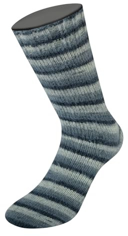 LANA GROSSA Cosy Socks Soft Stripes | Flauschiges Sockengarn mit besonderem Druckeffekt | Handstrickgarn aus 70% Schurwolle & 30% Polyamid | 100g Wolle zum Stricken & Häkeln | 400m Garn FB 104